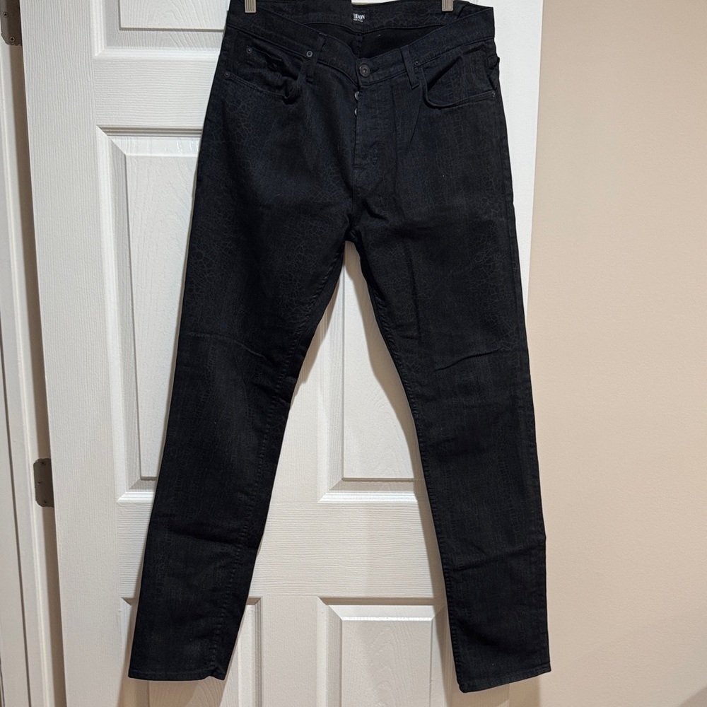 Hudson Jeans Slim Straight Black Men's Jeans Size 34 Snake Pattern